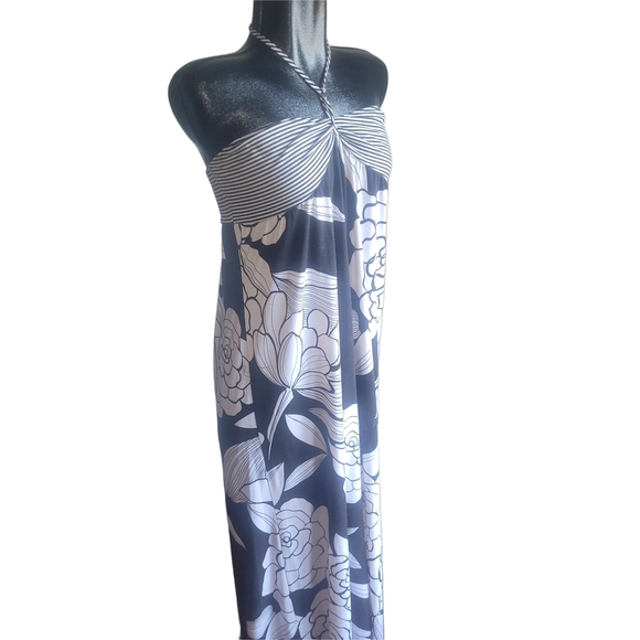 Mossimo Black and White Floral Halter Maxi Dress L - Picture 2 of 6